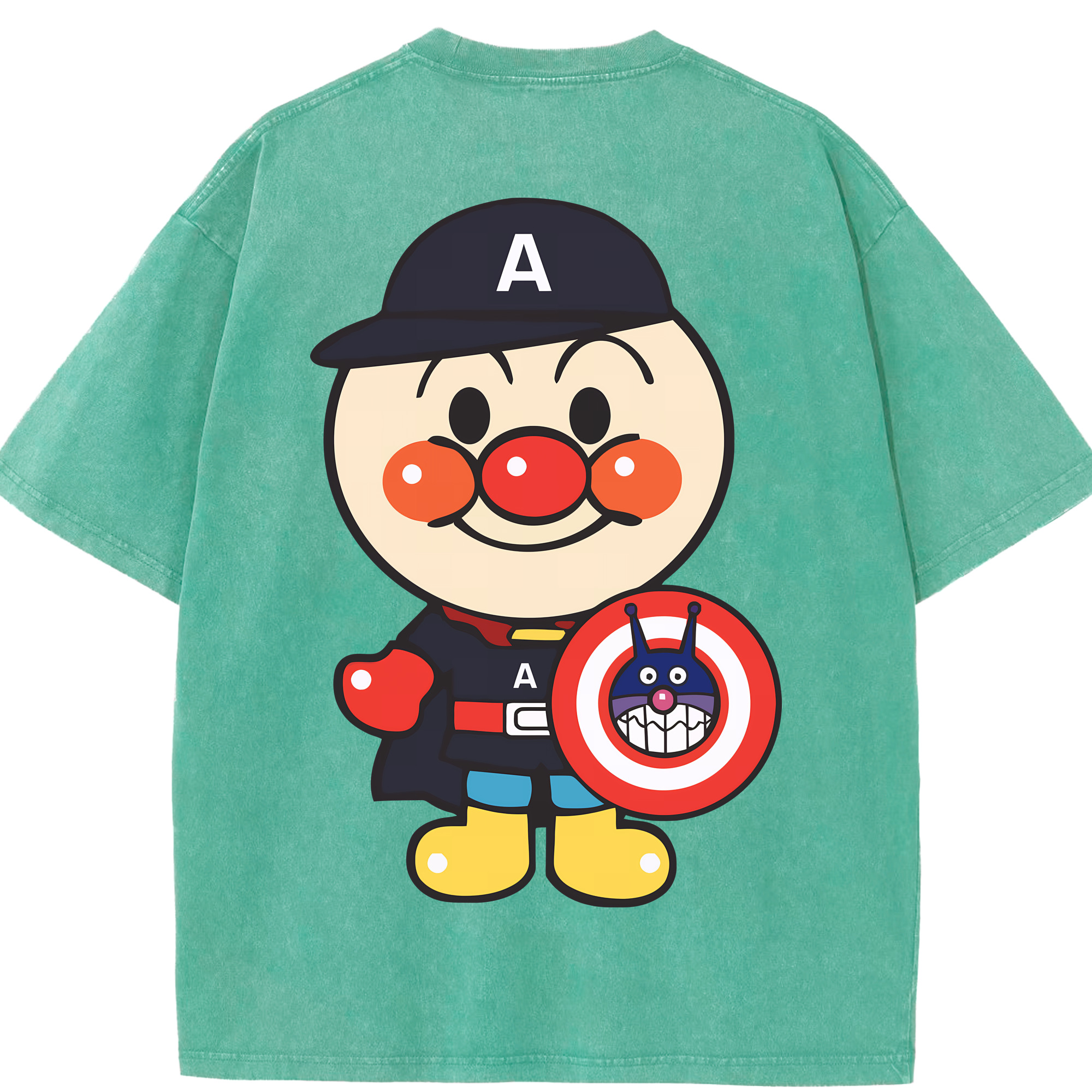（画像用） アンパンマン Anpanman 綿100% ヴィンテージ風 半袖Tシャツ（背面プリント）
